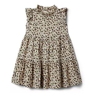 Janie and Jack Cheetah Leopard Ruffle Neck Flowy Dress